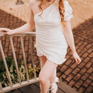 Hello Molly White One-Shoulder Dress